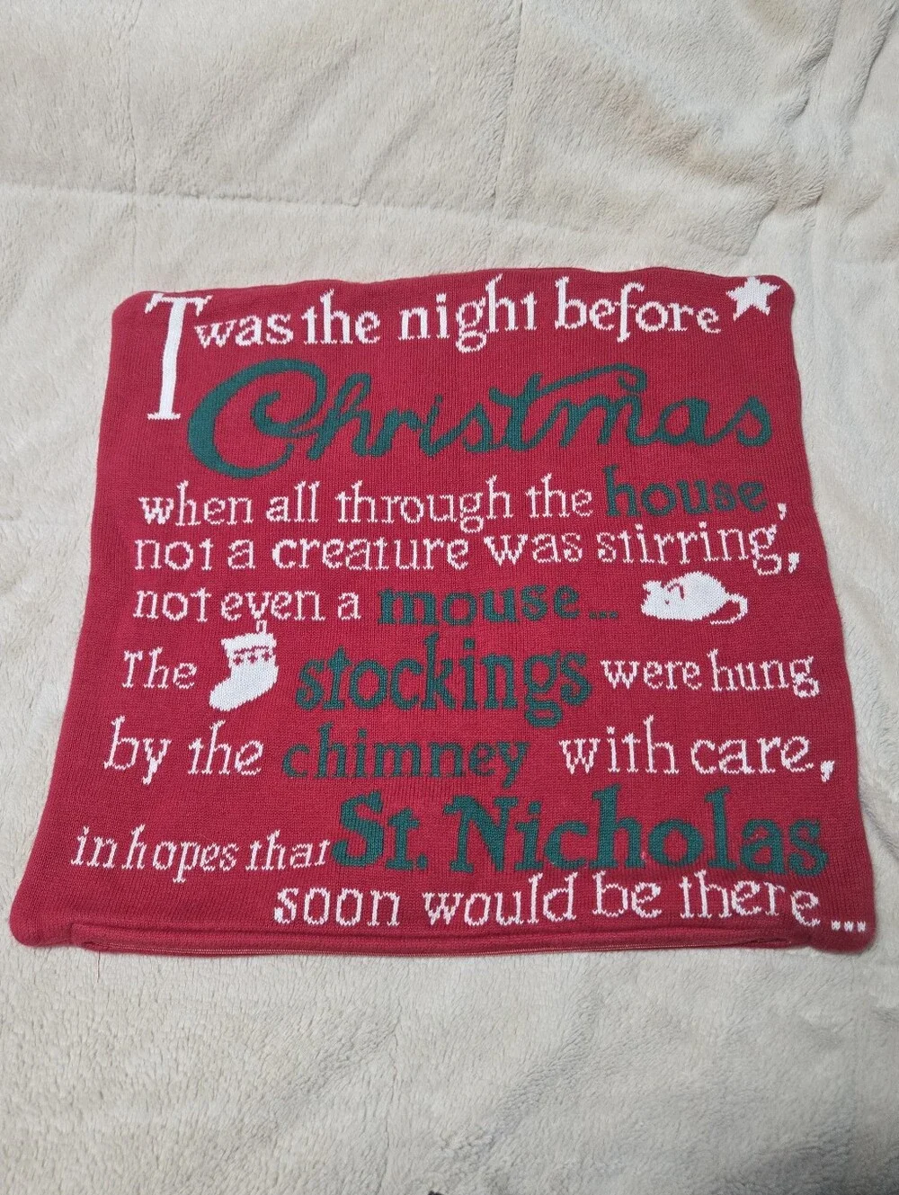 Christmas pillow case “‘Twas the Night before Christmas”, throw cover only